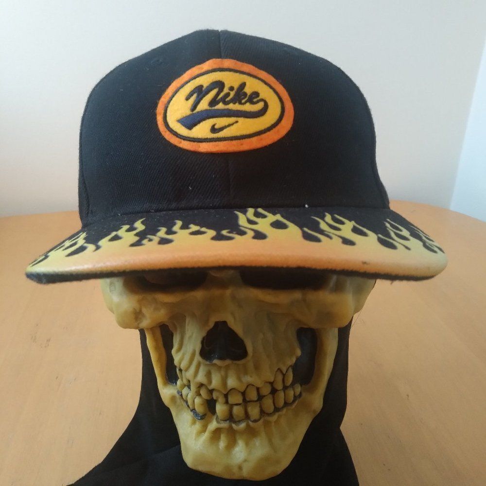 Vintage Nike Patch Custom Flames Brim Snap Back Hat